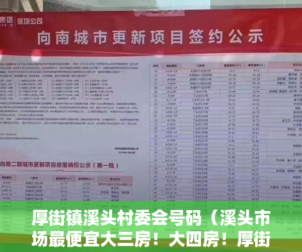 厚街镇溪头村委会号码（溪头市场最便宜大三房！大四房！厚街溪头·《溪头雅苑》 ）回迁房小产权证多久给证，