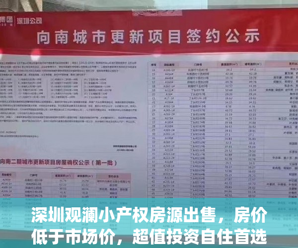 深圳观澜小产权房源出售，房价低于市场价，超值投资自住首选(深圳观澜小产权房价格)