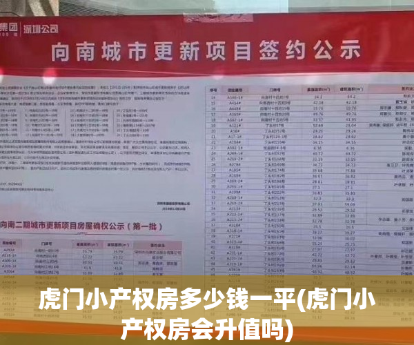 虎门小产权房多少钱一平(虎门小产权房会升值吗)