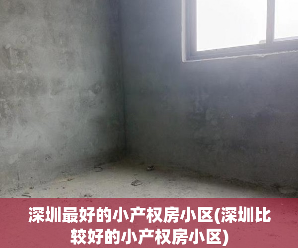 深圳最好的小产权房小区(深圳比较好的小产权房小区)