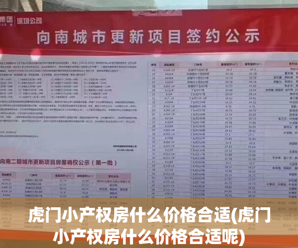 虎门小产权房什么价格合适(虎门小产权房什么价格合适呢)