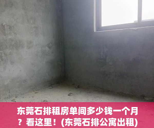 东莞石排租房单间多少钱一个月？看这里！(东莞石排公寓出租)