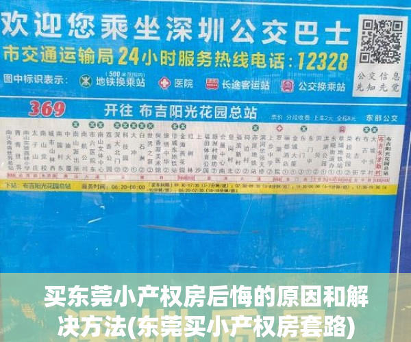 买东莞小产权房后悔的原因和解决方法(东莞买小产权房套路)