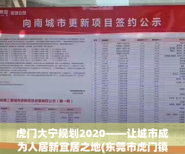虎门大宁规划2020——让城市成为人居新宜居之地(东莞市虎门镇大宁规划)
