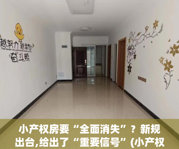 小产权房要“全面消失”？新规出台,给出了“重要信号”(小产权房要“全面消失”?新规出台,给出了“重要信号”)