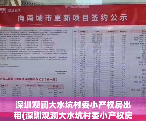 深圳观澜大水坑村委小产权房出租(深圳观澜大水坑村委小产权房出租信息)