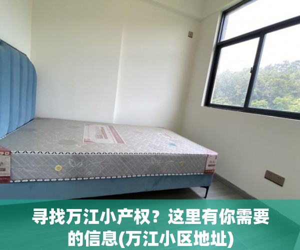 寻找万江小产权？这里有你需要的信息(万江小区地址)