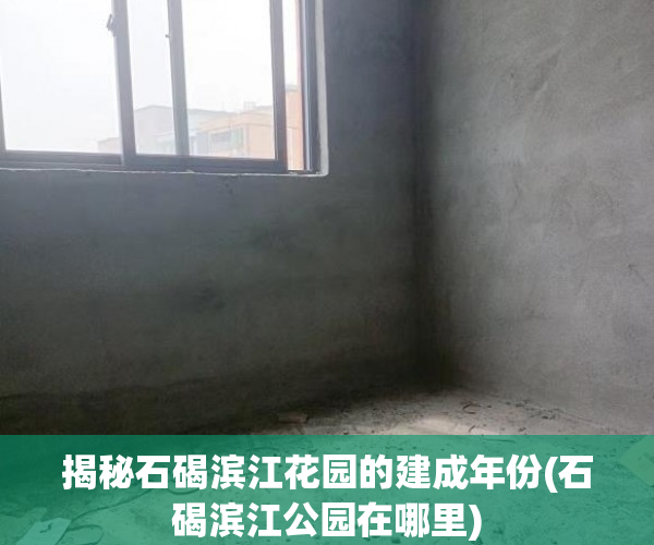 揭秘石碣滨江花园的建成年份(石碣滨江公园在哪里)