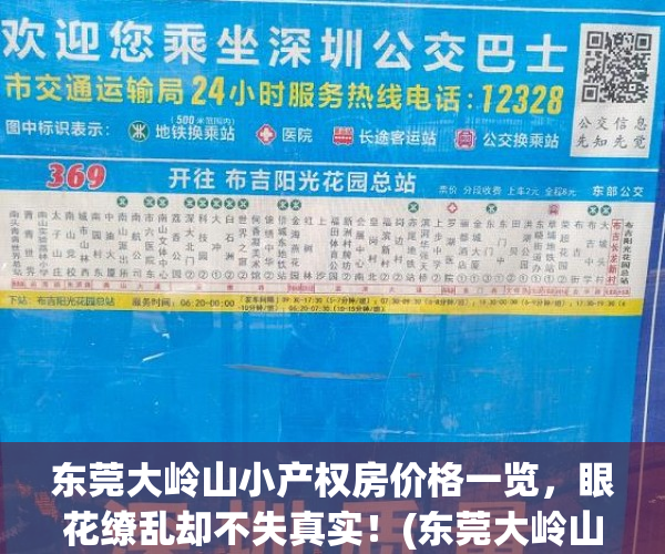 东莞大岭山小产权房价格一览，眼花缭乱却不失真实！(东莞大岭山小产权房出售网)