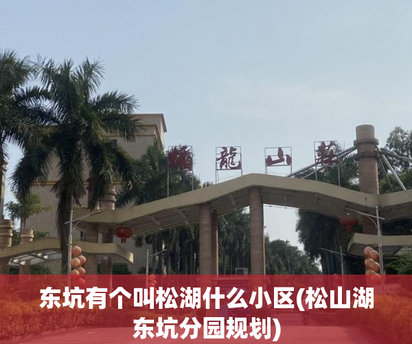 东坑有个叫松湖什么小区(松山湖东坑分园规划)