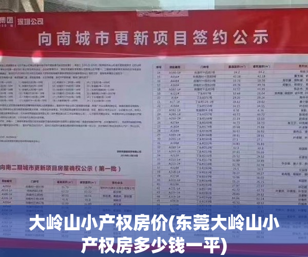 大岭山小产权房价(东莞大岭山小产权房多少钱一平) 大岭山小产权房价(东莞大岭山小产权房多少钱一平)