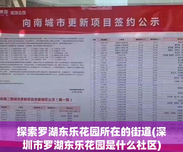 探索罗湖东乐花园所在的街道(深圳市罗湖东乐花园是什么社区)