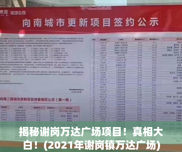 揭秘谢岗万达广场项目！真相大白！(2021年谢岗镇万达广场)