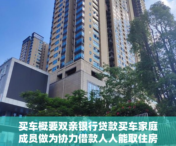 买车概要双亲银行贷款买车家庭成员做为协力借款人人能取住房公积金借款人吗？