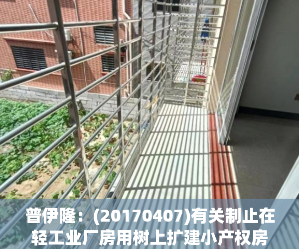 普伊隆：(20170407)有关制止在轻工业厂房用树上扩建小产权房的提议