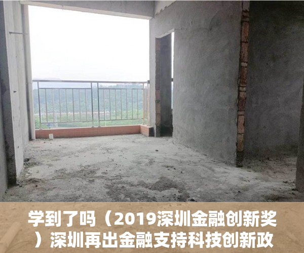 学到了吗（2019深圳金融创新奖）深圳再出金融支持科技创新政策 每年数百万奖励科技金融专营机构及小额贷款保证保险，2020年度深圳创新奖，