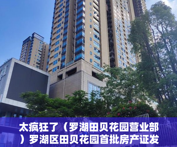 太疯狂了（罗湖田贝花园营业部）罗湖区田贝花园首批房产证发放，深圳田贝花园有房产证吗多少钱，