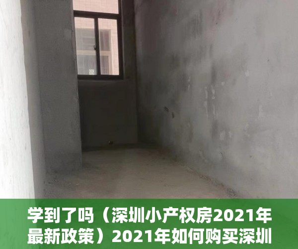学到了吗（深圳小产权房2021年最新政策）2021年如何购买深圳小产权房，一定要看清楚这两个方向！，2021年深圳小产权房新政，