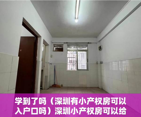 学到了吗（深圳有小产权房可以入户口吗）深圳小产权房可以给小孩子上户口吗？，深圳小产权能上户口吗，