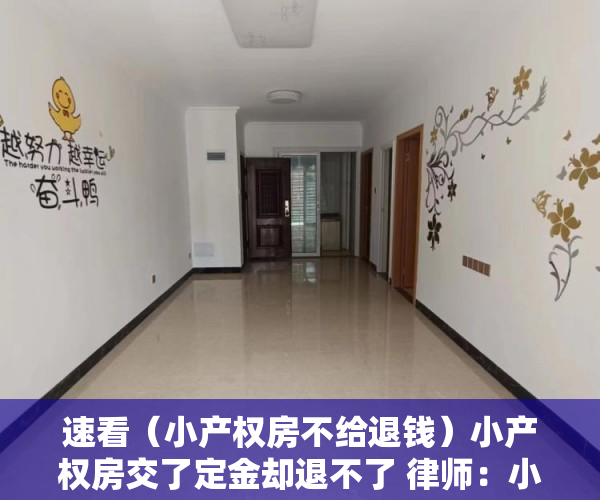 速看（小产权房不给退钱）小产权房交了定金却退不了 律师：小产权房没有任何法律保障，小产权房子定金不退怎么办，