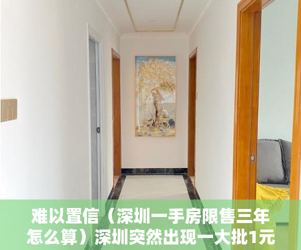 难以置信（深圳一手房限售三年怎么算）深圳突然出现一大批1元起拍“永久产权”房，但不能办房本不能过户，深圳二手房有限制吗，