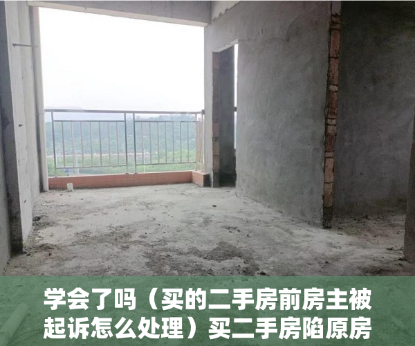 学会了吗（买的二手房前房主被起诉怎么处理）买二手房陷原房主产权争议被开发商索赔案一审宣判：买家无责，二手房已过户原房主被起诉，