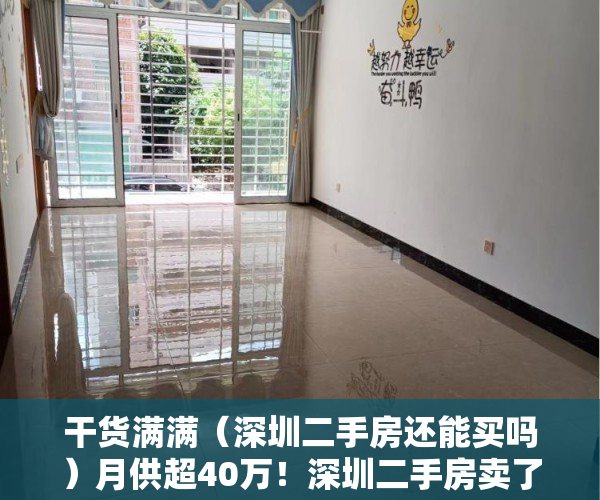 干货满满（深圳二手房还能买吗）月供超40万！深圳二手房卖了亏钱不卖破产，现在深圳二手房好卖吗，