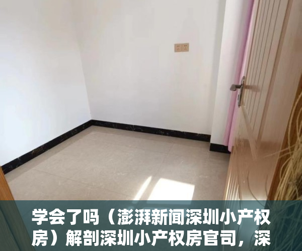 学会了吗（澎湃新闻深圳小产权房）解剖深圳小产权房官司，深圳房产纠纷官司案例，