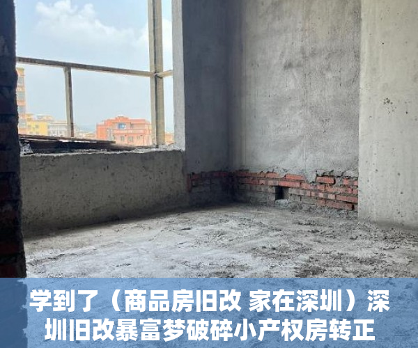 学到了（商品房旧改 家在深圳）深圳旧改暴富梦破碎小产权房转正可能性并不存在，深圳旧改成功的小区，