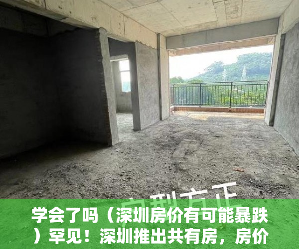学会了吗（深圳房价有可能暴跌）罕见！深圳推出共有房，房价跌了企业保底，深圳房价会降，