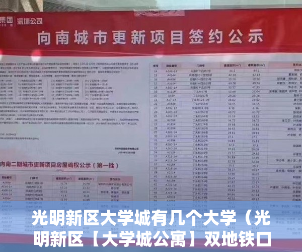 光明新区大学城有几个大学（光明新区【大学城公寓】双地铁口物业均价8300 ）小产权多久可以办下来大红本，
