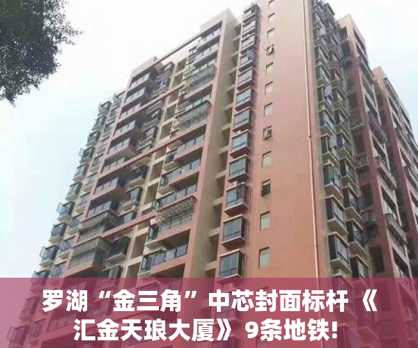 罗湖“金三角”中芯封面标杆 《汇金天琅大厦》 9条地铁! 