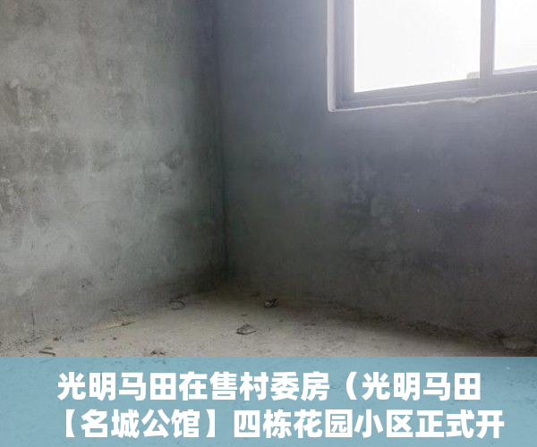 光明马田在售村委房（光明马田【名城公馆】四栋花园小区正式开售 ）小产权房多久不能退，