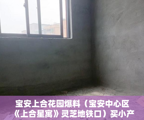 宝安上合花园爆料（宝安中心区《上合星寓》灵芝地铁口）买小产权房怎么贷款，