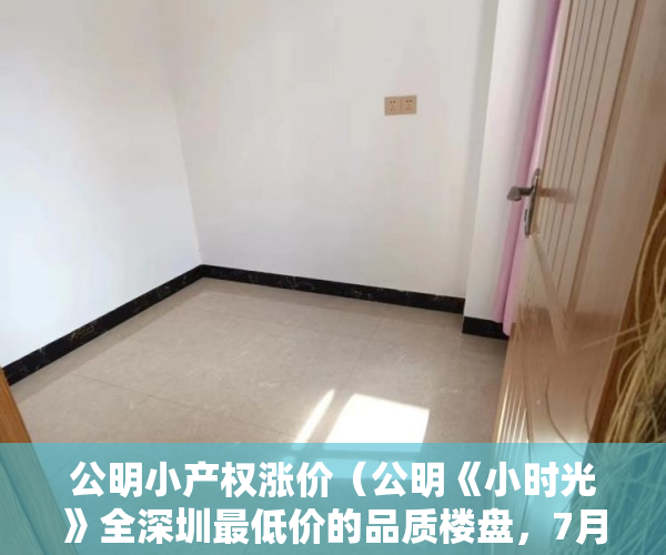 公明小产权涨价（公明《小时光》全深圳最低价的品质楼盘，7月12号盛大开 ）买小产权房多久的，