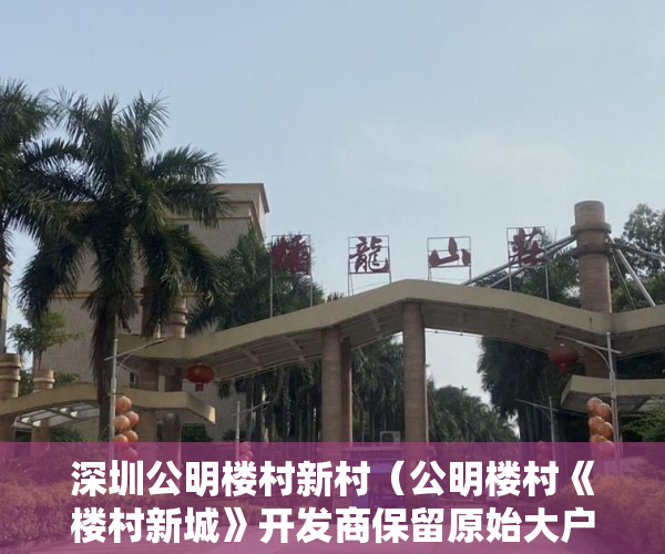 深圳公明楼村新村（公明楼村《楼村新城》开发商保留原始大户型 ）石龙小产权房怎么更名过户，