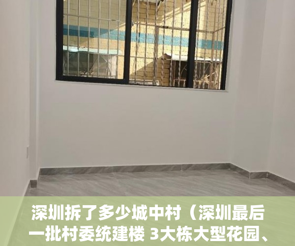 深圳拆了多少城中村（深圳最后一批村委统建楼 3大栋大型花园、自带停车场已 ）小产权怎么退，