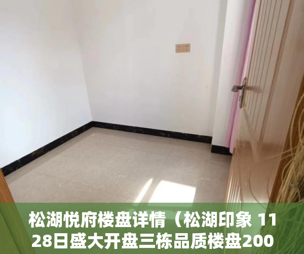 松湖悦府楼盘详情（松湖印象 1128日盛大开盘三栋品质楼盘200多户大型楼 ）小产权房到期怎么办，