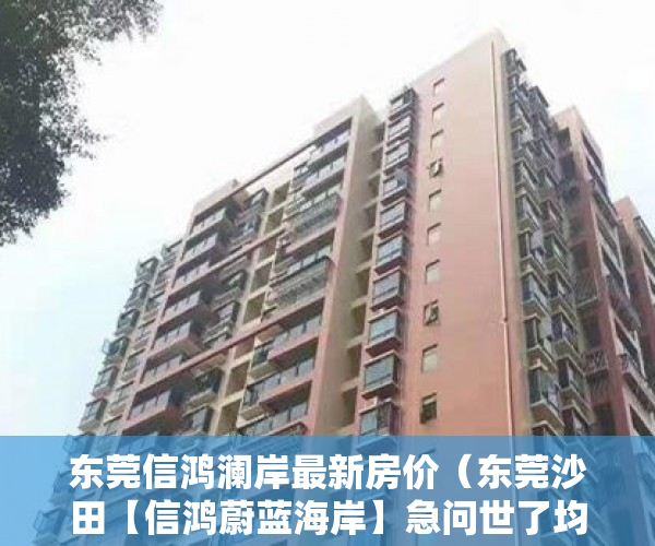 东莞信鸿澜岸最新房价（东莞沙田【信鸿蔚蓝海岸】急问世了均价在18000左右 ）福润雅居小产权房产证怎么办，